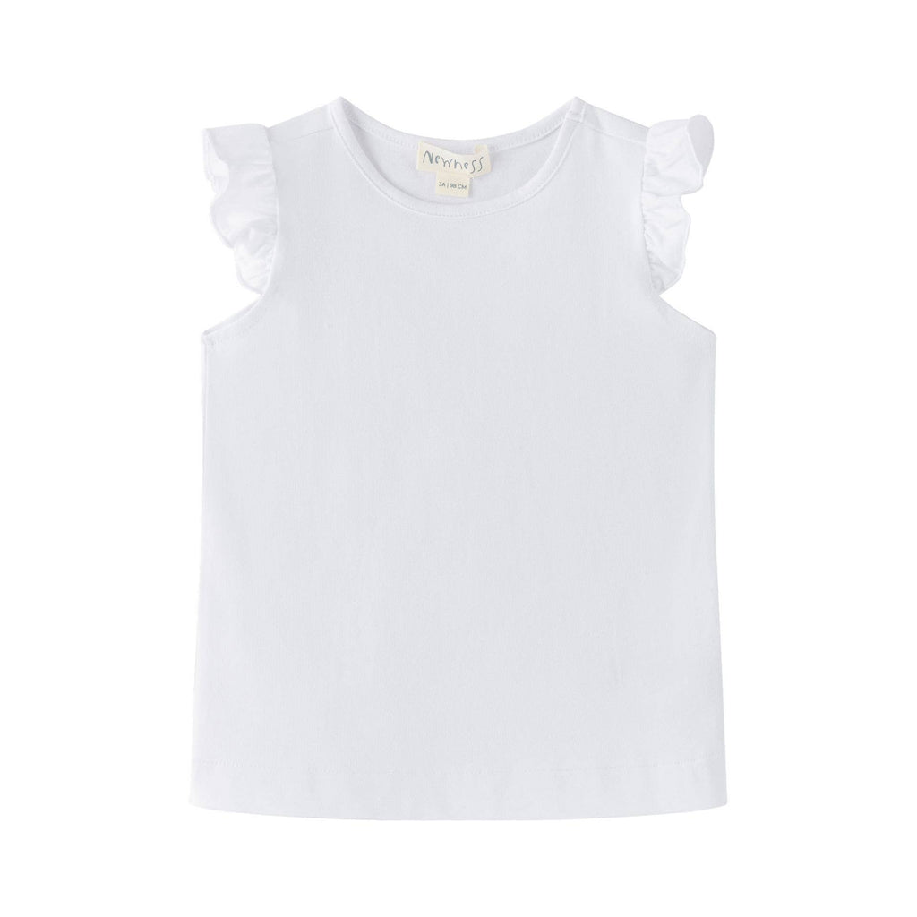 Wit basic T-shirt met volantmouwen