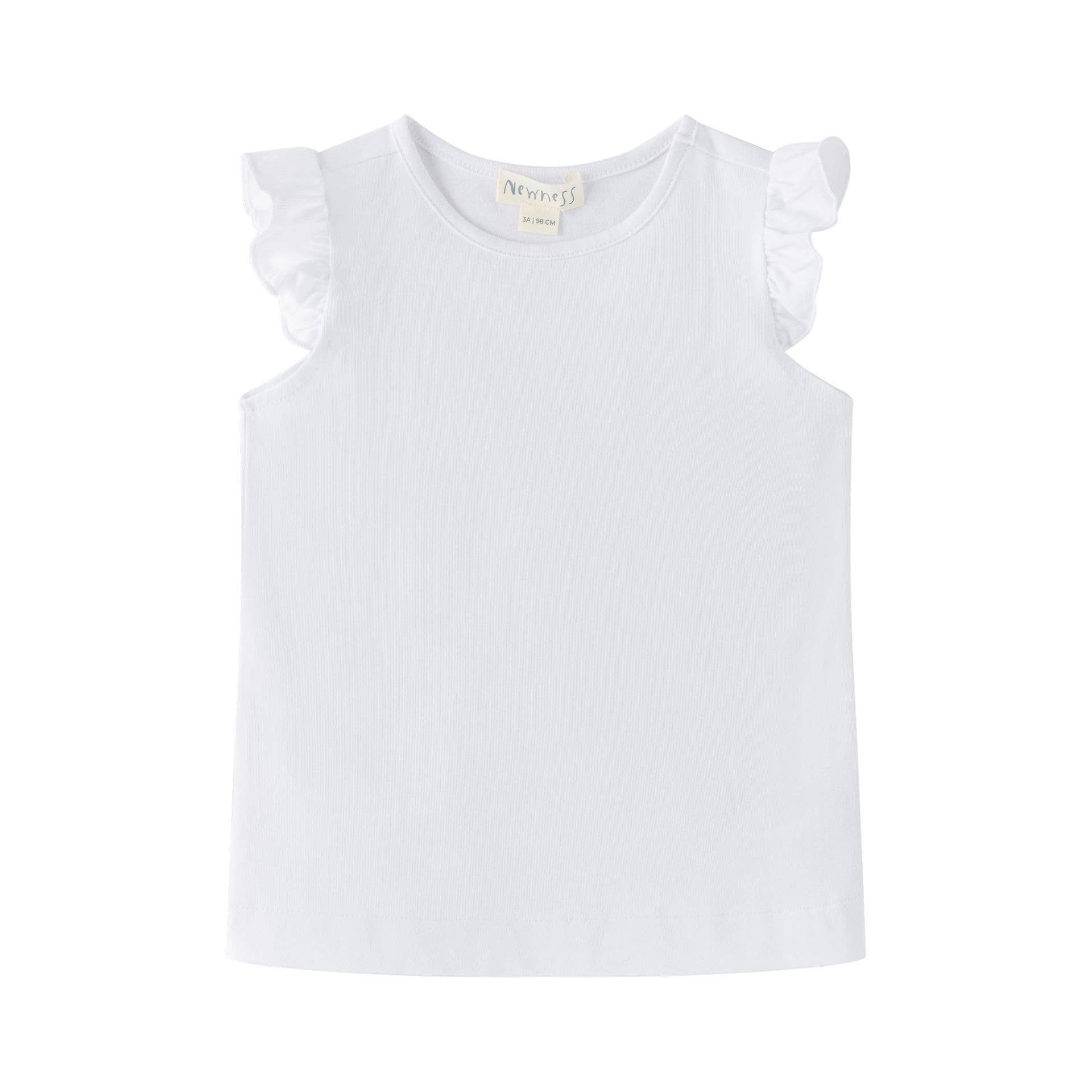 Wit basic T-shirt met volantmouwen