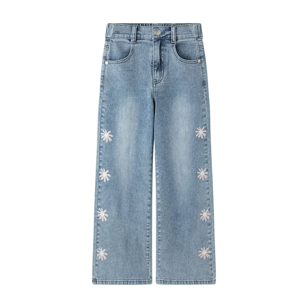 Jeans met bloemen detail