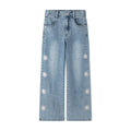Jeans met bloemen detail