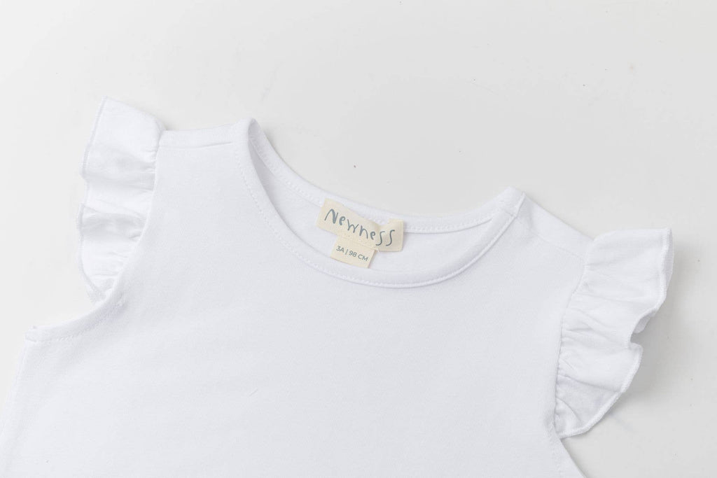 Wit basic T-shirt met volantmouwen