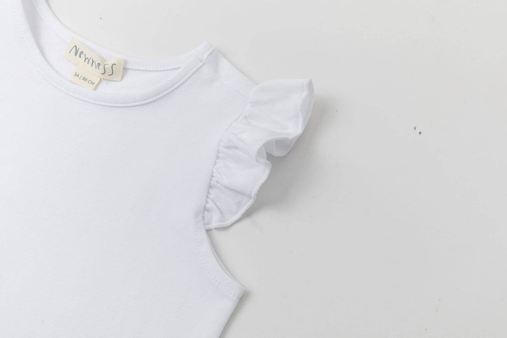 Wit basic T-shirt met volantmouwen